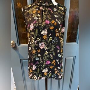 LOFT Black Floral Blouse